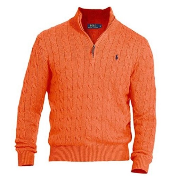 Ralph Lauren Sweaters Polo Ralph Lauren 725 Mens Orange Cable Knit Mock Poshmark